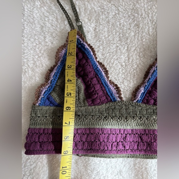 Free People Free Another Weekend Longline Bralette Green purple sz M - Picture 8 of 9